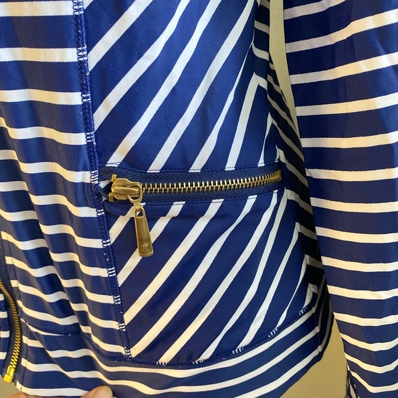 Cabaña life swim Navy and White Striped Zip-Up Jacket - Picture 4 of 10